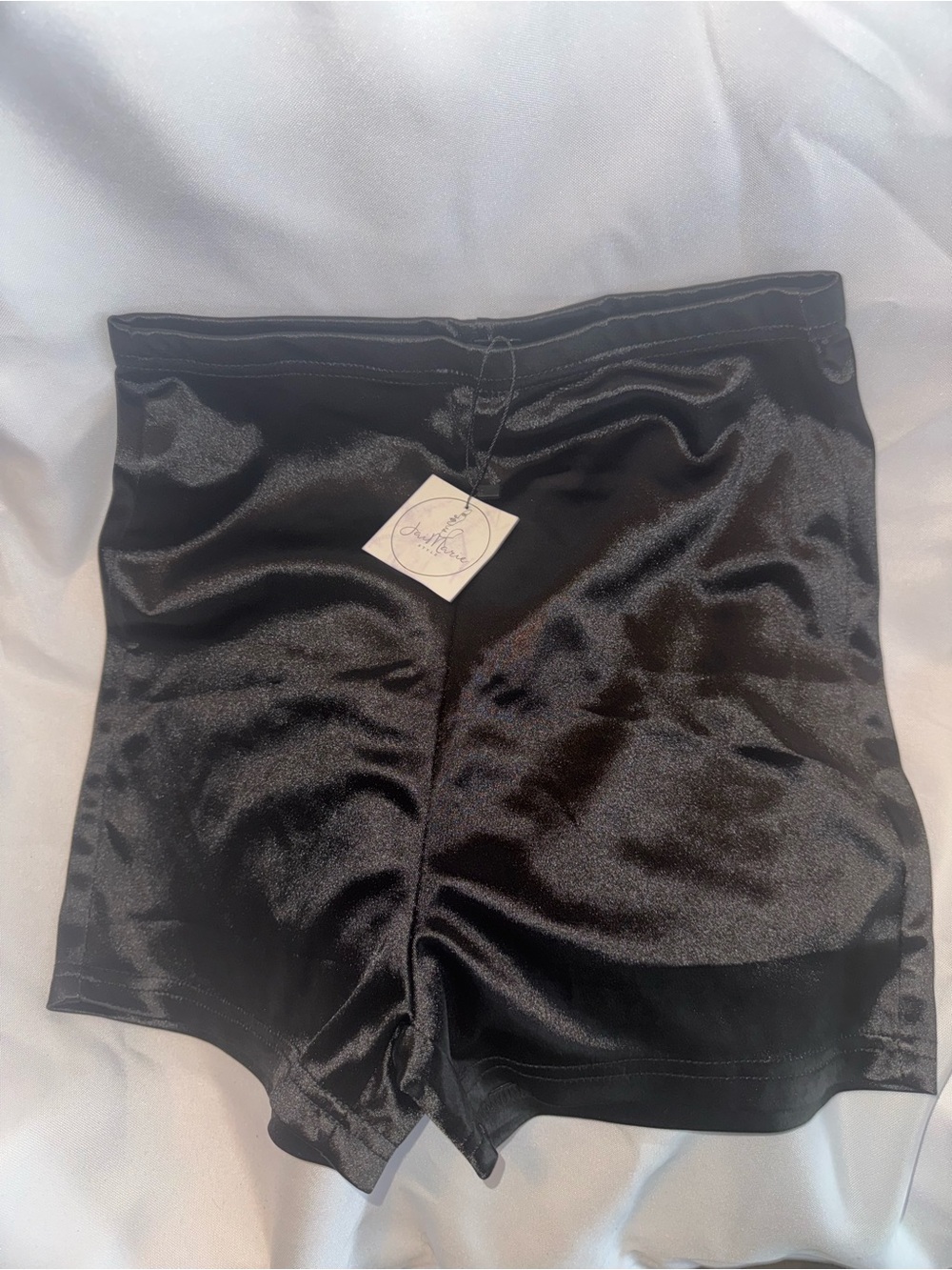 Black Satin High-Waist Shaping Shorts - Women